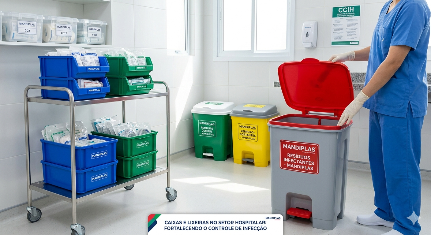 Caixas e Lixeiras em hospitais